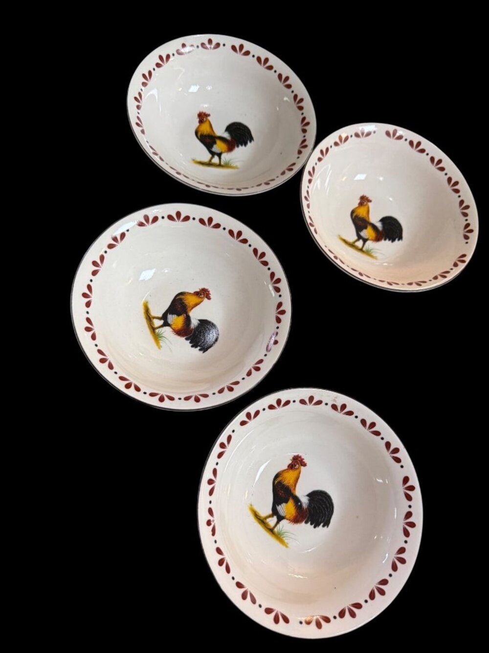 Nos 4 Vintage Todays Home Rooster Bowls Rustic Country Farmhouse Cottagecore